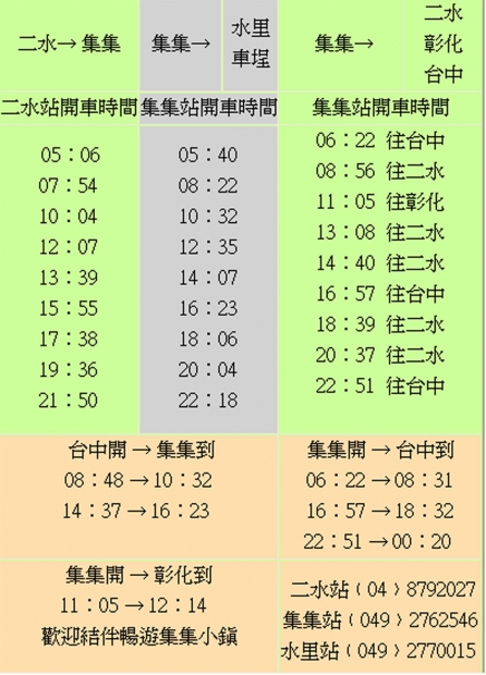 2008å—æŠ•ç«è»Šå¥½å¤šç¯€ ç«è»Šæ™‚åˆ»è¡¨